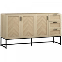 HOMCOM Sideboard Buffet Cabinet with Drawers and Adjustable Shelves, Oak