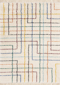 Bella Geometric Rainbow Lines Boho Shag Area Rug - 5'3