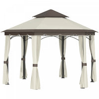 Outsunny 13x13ft Hexagonal Patio Gazebo, Double roof Garden Pavilion Outdoor Marquee Canopy Wedding 
