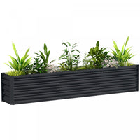 Outsunny 8x1.3x1.5ft Galvanized Raised Garden Bed, Open Bottom, Dark Grey