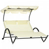 Outsunny Tanning Chair With Sunshade Roof Chaise Lounge Chair, Dark Gray