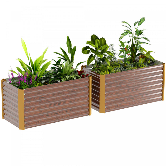 Outsunny Set of 2 Raised Garden Bed, Planter Box, Distressed Dark Brown