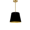 Dainolite Oversized Drum 1 Light Pendant tapered Drum Small Black/Gold Shade Lamp