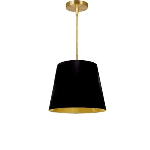 Dainolite Oversized Drum 1 Light Pendant tapered Drum Small Black/Gold Shade Lamp