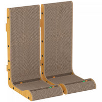 PawHut Cardboard Cat Scratcher, 57.5H CM L Shape Vertical 2PCS Cat Scratching Pad with Ball Cat Toy, Catnip, Large Scratching Board for Indoor Kittens