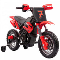 Qaba 12V Kids Electric Motorcycle, Battery Powered Ride on Motorcycle with Training Wheels, Electric Dirt Bike with Rear Suspension, Horn for Boys Girls 3-6 Years, Red