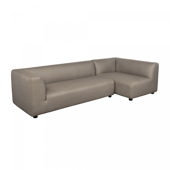 Lukas Contemporary Modern 118\" Right-Facing 2-Piece Sectional Sofa in Taupe