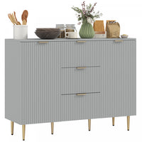 HOMCOM Sideboard Buffet Cabine w/ 3 Drawers and Adjustable Shelves, Grey