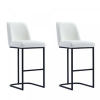 Serena Modern Metal Upholstered Barstool in White - Set of 2 Bar Stool