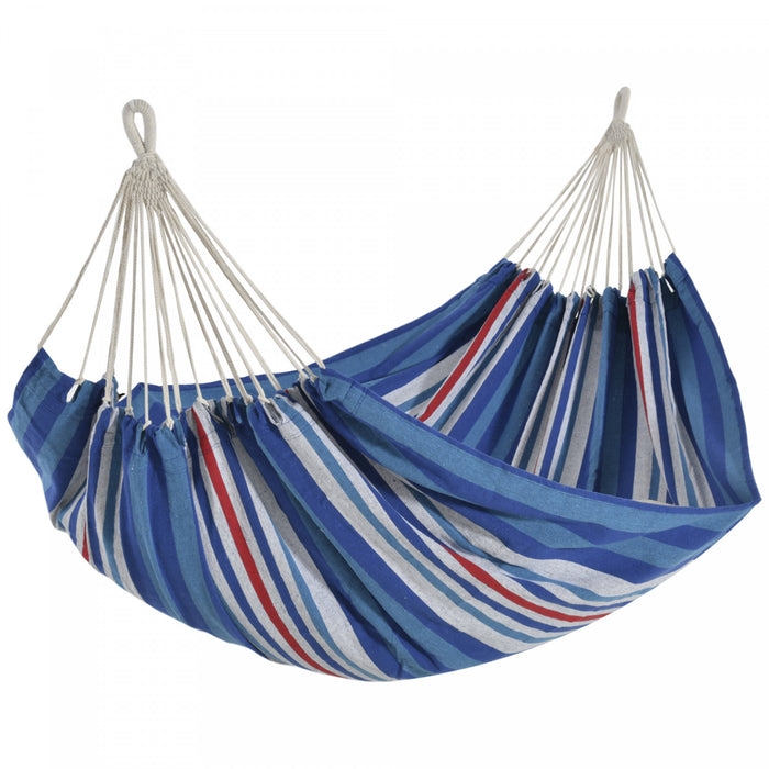 Outsunny 79\"x40\" Outdoor Hammock Bed Swing Chair, Patio Lounge Garden Camping Hiking Travel Hammock Only For Backyard, Garden, Mixed-blue