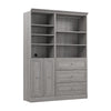 Bestar Versatile 61 W Closet Organizer System with Drawers/Doors - Platinum Grey