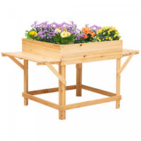 Outsunny Elevated Planter Box With Legs, Raised Garden Planter Bed With Non-woven Liner And Side Tab
