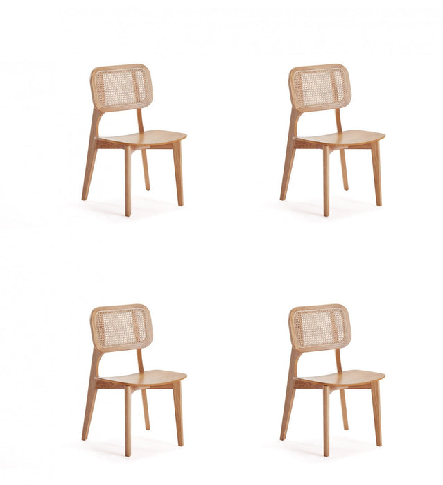 Versailles Industry Chic Wood Dining Chair in Natural - Set of 4