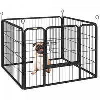 Pawhut Dog Pen Dog Play Pen 4 Panels Dog Fence Outdoor Indoor With Gate For Small Animal Dog, Backya