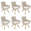 Timothy Velvet Swivel Dining Chairs with Tufted Upholstered and Metal Legs Set of 6, Glod  | Chaises de salle a manger pivotantes Timothy en velours avec revetement capitonne et pieds en metal dore, lot de 6