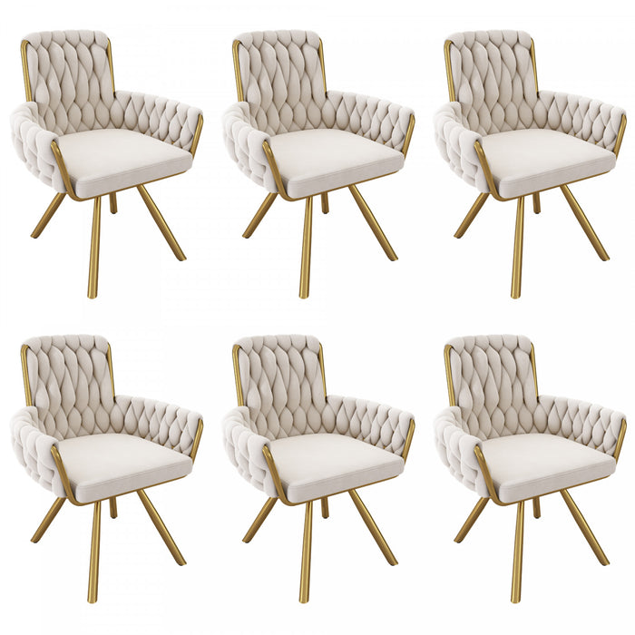 Timothy Velvet Swivel Dining Chairs with Tufted Upholstered and Metal Legs Set of 6, Glod