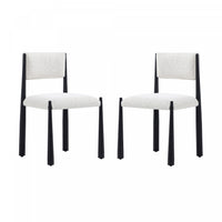 Lennor Mid-Century Modern Boucle Metal Side Chair in Cream - Set of 2 