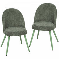 HOMCOM Dining Chairs Set of 2 with Velvet Fabric Upholstery, Dark Green