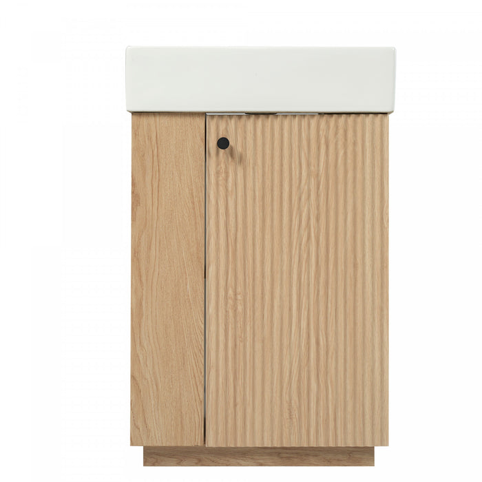 Aveline Modern Bathroom Vanity with Ceramic Sink Combo and Smart Storage, Natural