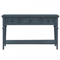 Sabina Solid Wood Console Table With 3 Drawers And Shelf - Navy