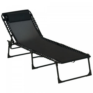 Outsunny Outdoor Folding Lounge Chair For Camping, Hiking, Black