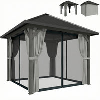 Outsunny 10' x 10' Hardtop Gazebo with Steel Roof, Netting and Curtains