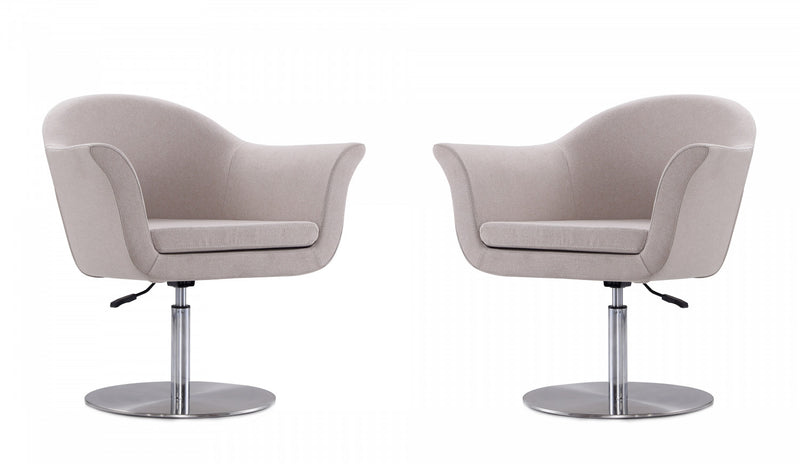 Voyager Modern Woven Blend Swivel Lounge Chair in Barley - Set of 2