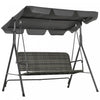 Outsunny 3 Seater Rattan Outdoor Swing Chair With Stand, Adjustable Canopy