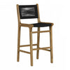 Agave Teak Wood & Woven Rope Bar Stool - Black & Natural