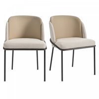 Olivia Set of 2 Modern Dining Chair with Slanted Legs and Adjustable Feet,Beige 