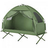 Outsunny Camping Cot Tent Portable Folding Outdoor Elevated Combo, Green