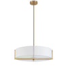 Dainolite Preston 4 Light Pendant 21\" Dia Aged Brass White Shade Lamp