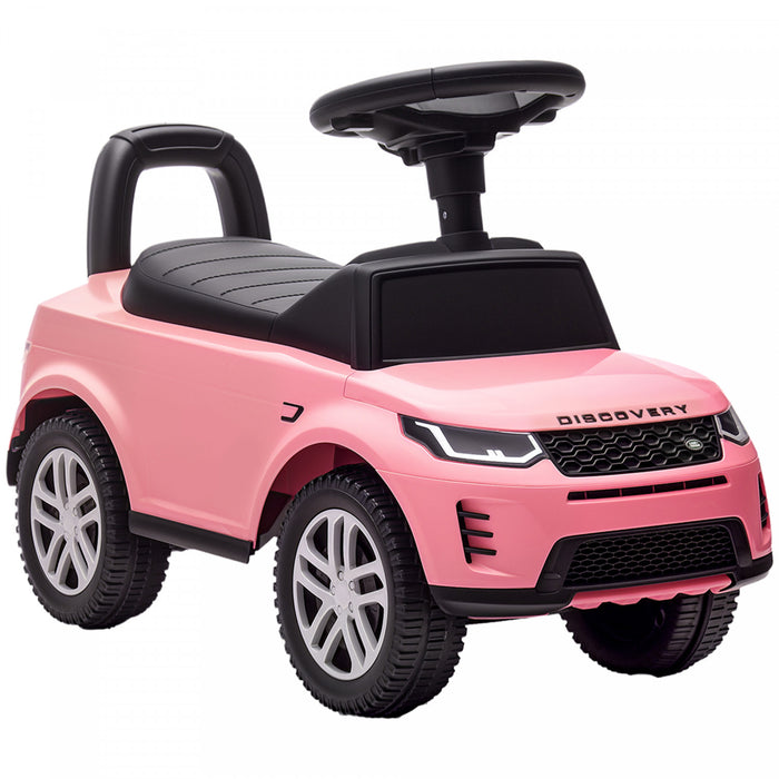 Qaba Ride on Car, Licensed Land Rover Sliding Walking Car Foot to Floor with Anti-Tip Device, Under-Seat Storage, Horn, Engine Sounds for Toddlers 18-36 Months, Pink