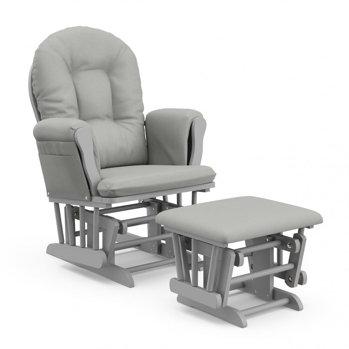 Storkcraft Hoop Glider and Ottoman - Pebble Gray/Light Gray