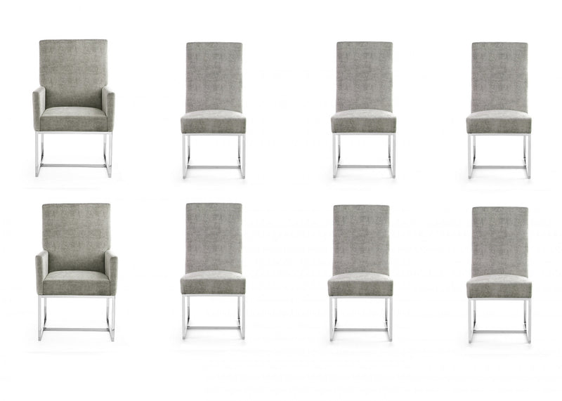 Element Modern 8-Piece Dining Chair Set in Steel