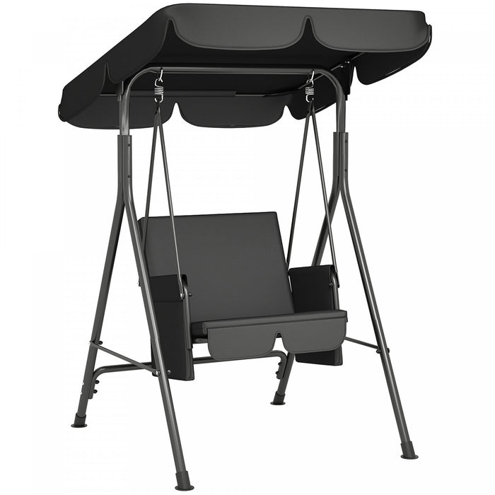 Outsunny 1-seat Patio Swing Chair With Adjustable Canopy And Cushions