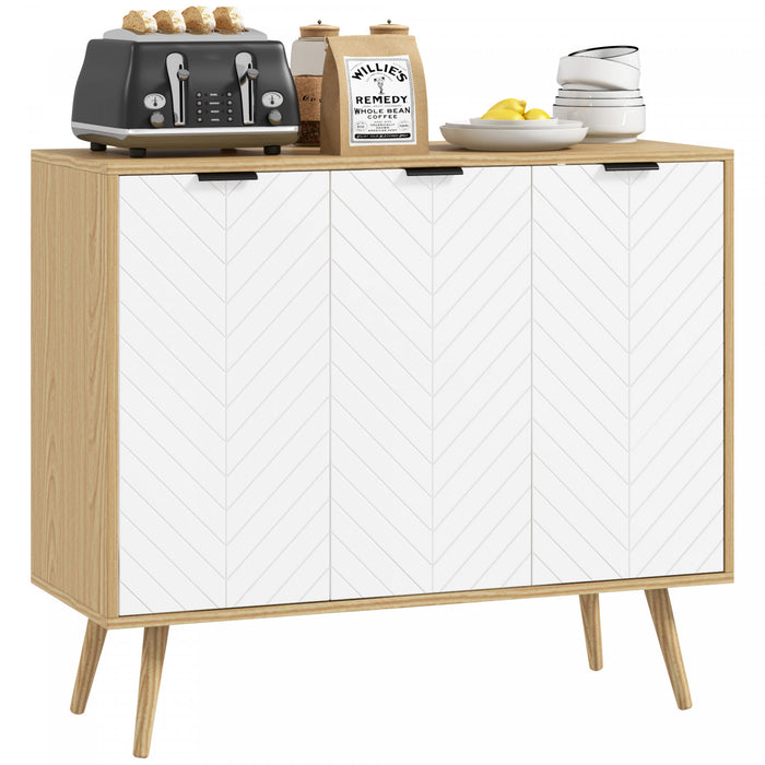 HOMCOM 36\" Sideboard, Buffet Cabinet with Adjustable Shelves, Natural
