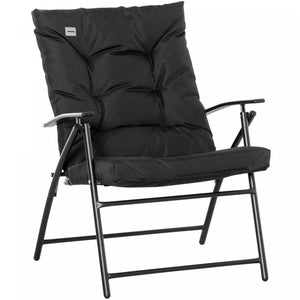 Foldable Lounge Chair, Fabric Upholstered Recliner With Armrest, Black