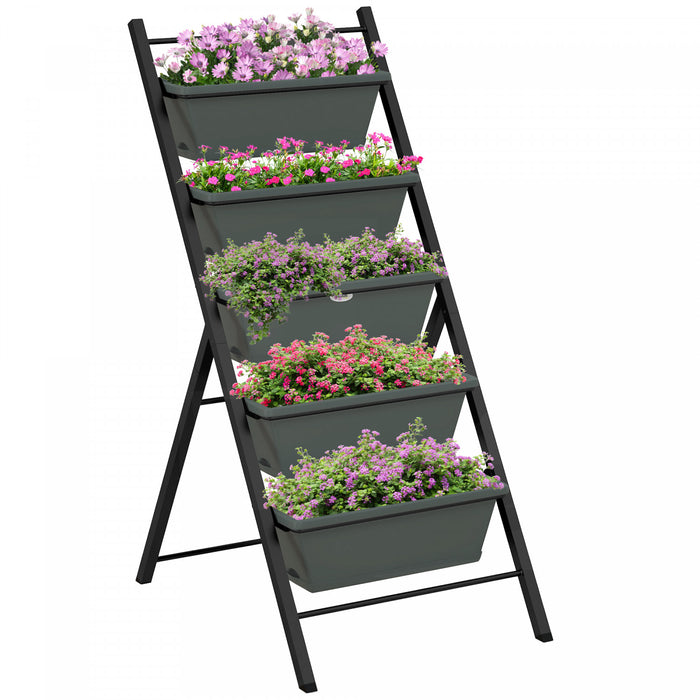 Outsunny 5-tier Vertical Raised Garden Bed With 5 Planter Boxes, Grey
