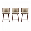 Evalyn Modern Wood Upholstered Counter Stool in Natural - Set of 3