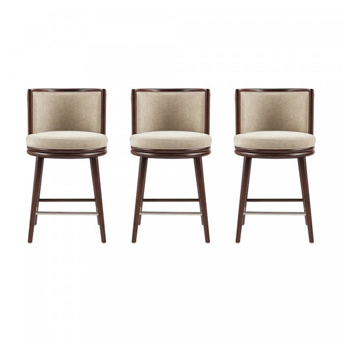 Evalyn Modern Wood Upholstered Counter Stool in Natural - Set of 3