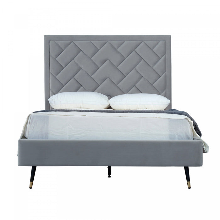 Crosby Modern Upholstered Velvet Full Bed in Gray