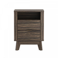 Orlen Mid-Century Modern 2-Drawer Multi-Purpose Nightstand & End Table in Jacobean Walnut 