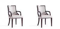 Grand Traditional Wood Upholstered Armchair in Light Gray - Set of 2 Dining Chair 