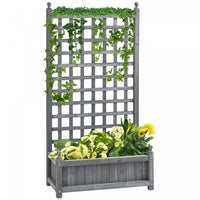 Outsunny Raised Garden Bed With Trellis For Climbing Vines, Wood Garden Planter Box, Free Standing F