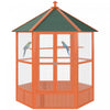 Pawhut Bird Cage, 70\"h Wooden Parrot Cage, Large Hexagonal Outdoor Aviary With Asphalt Roof, Doors, Brown