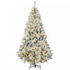HOMCOM 6 Foot Snow Flocked Artificial Christmas Tree with Lights
