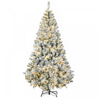 HOMCOM 6 Foot Snow Flocked Artificial Christmas Tree with Lights