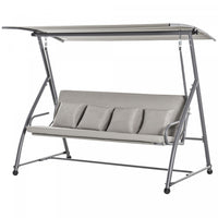 Outsunny 3-seat Outdoor Patio Swing Chair, Converting Flat Bed, Canopy Swing Glider With Adjustable 
