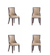 Grand Traditional Wood Upholstered Dining Chair in Tan - Set of 4